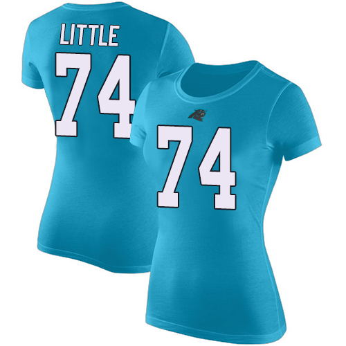 Carolina Panthers Blue Women Greg Little Rush Pride Name and Number NFL Football #74 T Shirt->carolina panthers->NFL Jersey